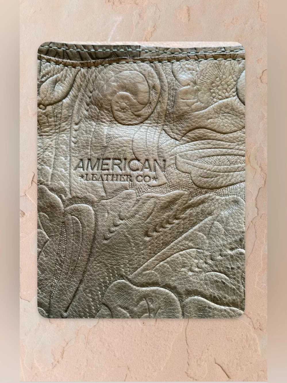 American Leather Co. Embossed Sage Green Leather Tote